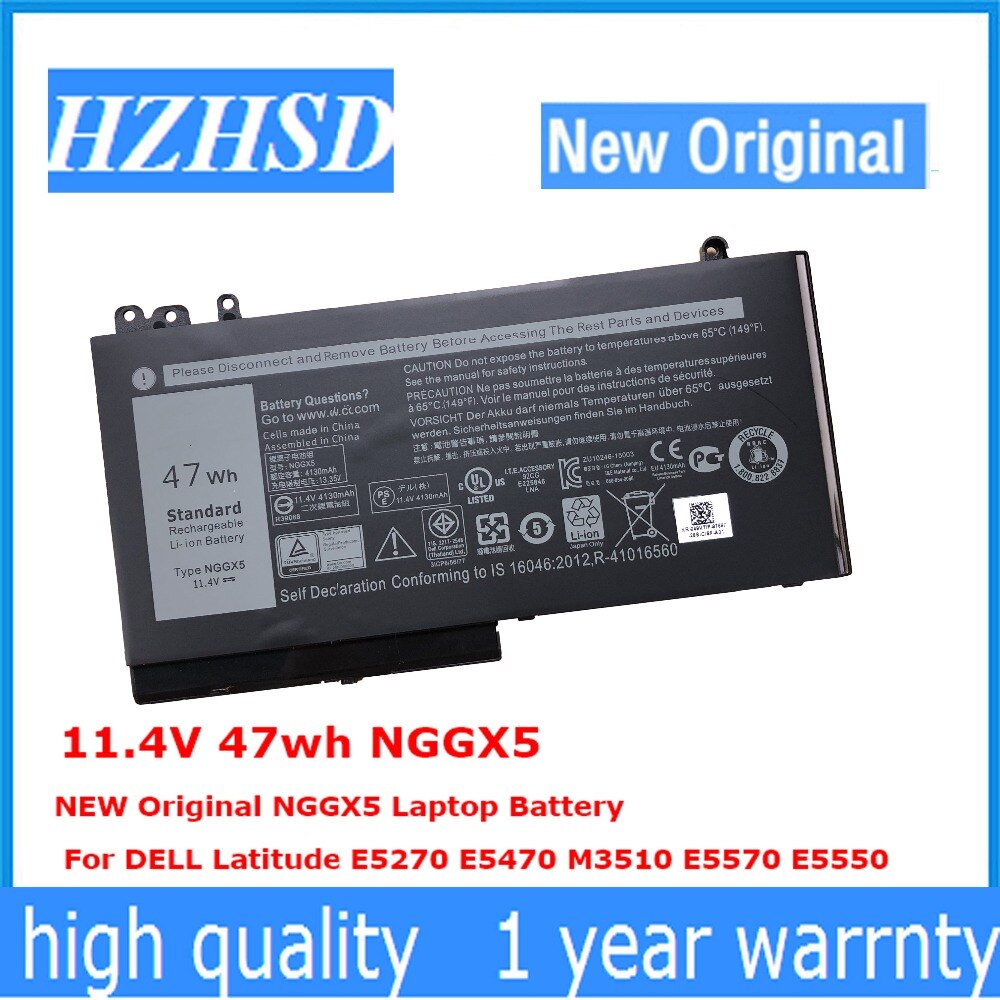 11.4V 47wh NGGX5 Original NGGX5 Laptop Battery For DELL Latitude E5270 E5470 M3510 E5570 E5550 RDRH9