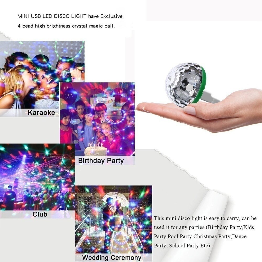 Mini Podium Verlichting Disco Crystal Little Magische Bal Voice Control Auto Sfeer Dj Lichten Usb Mobiele Telefoon Magische Bal