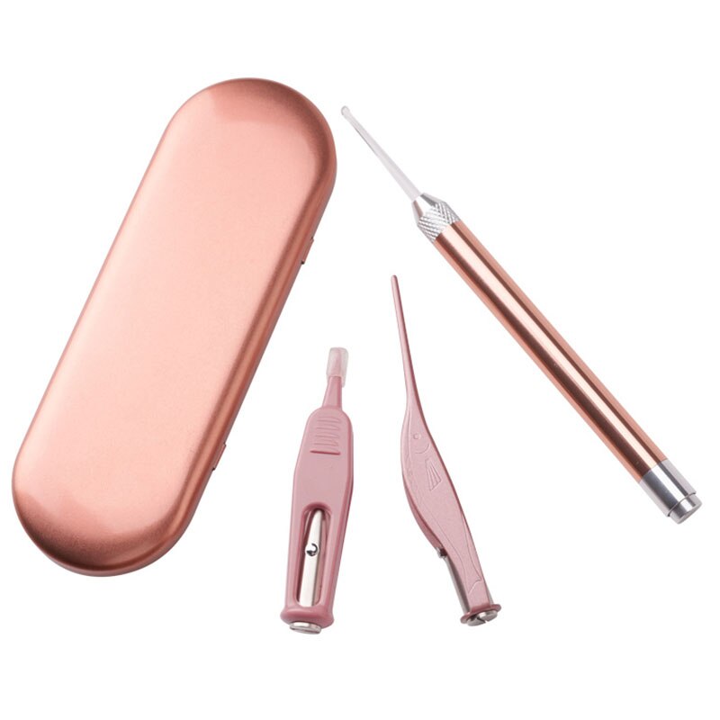 LED Light Ear Pick Removal Nose Clean Clip Baby Ear Nose Clean Tweezer Set NSV775