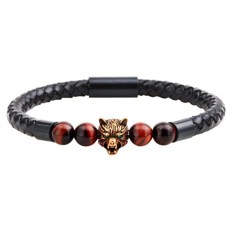 Braided Genuine Leather Bracelets & Bangles Natural Volcanic Lava Stone 7 Chakra Bracelet Beads Bracelet Jewelry for Men Women: 10