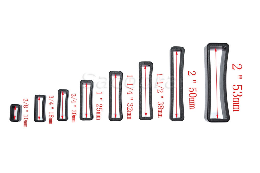 5pcs/lot Plastic Keeper Belt Loop Square Loop Leather Craft 8 Sizes to Choose from Black