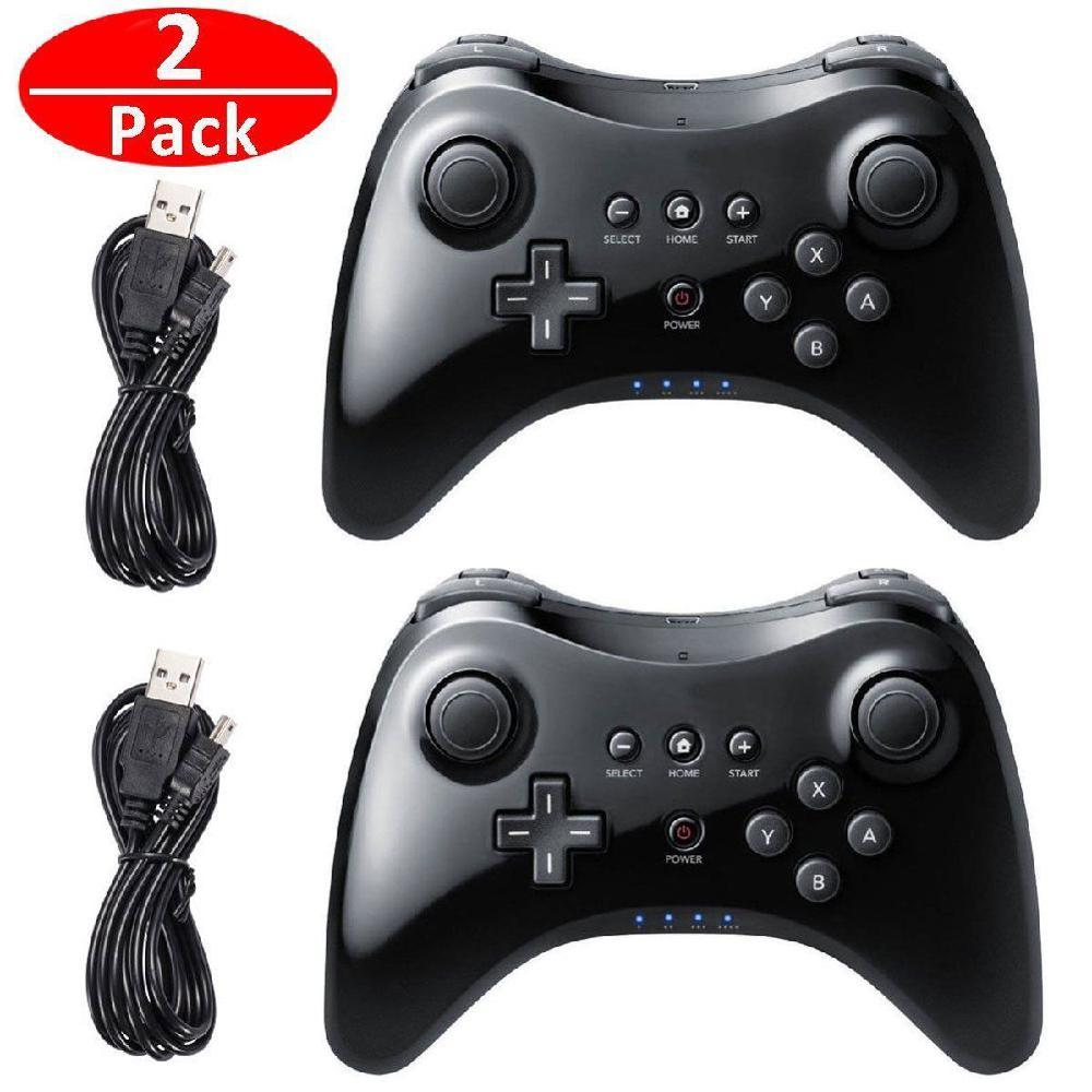 Mando inalámbrico Bluetooth para Nintendo wii U Pro, mando analógico Dual USB clásico para wii U Pro: 2 pcs black
