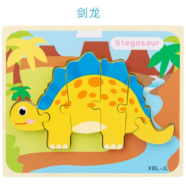 Let'S Make 1PC Montessori Toys Wooden Dinosaur Puzzle Cartoon Early Educational Baby Toy Wood Puzzle Toys: 11