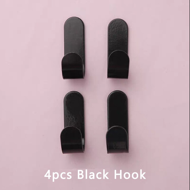 WV 4 Uds colgador de pared para ropa, gancho decorativo bonito y , ganchos para colgar en la pared, sin perforaciones, utensilio para pegar en la ropa: 4pcs Black Hooks