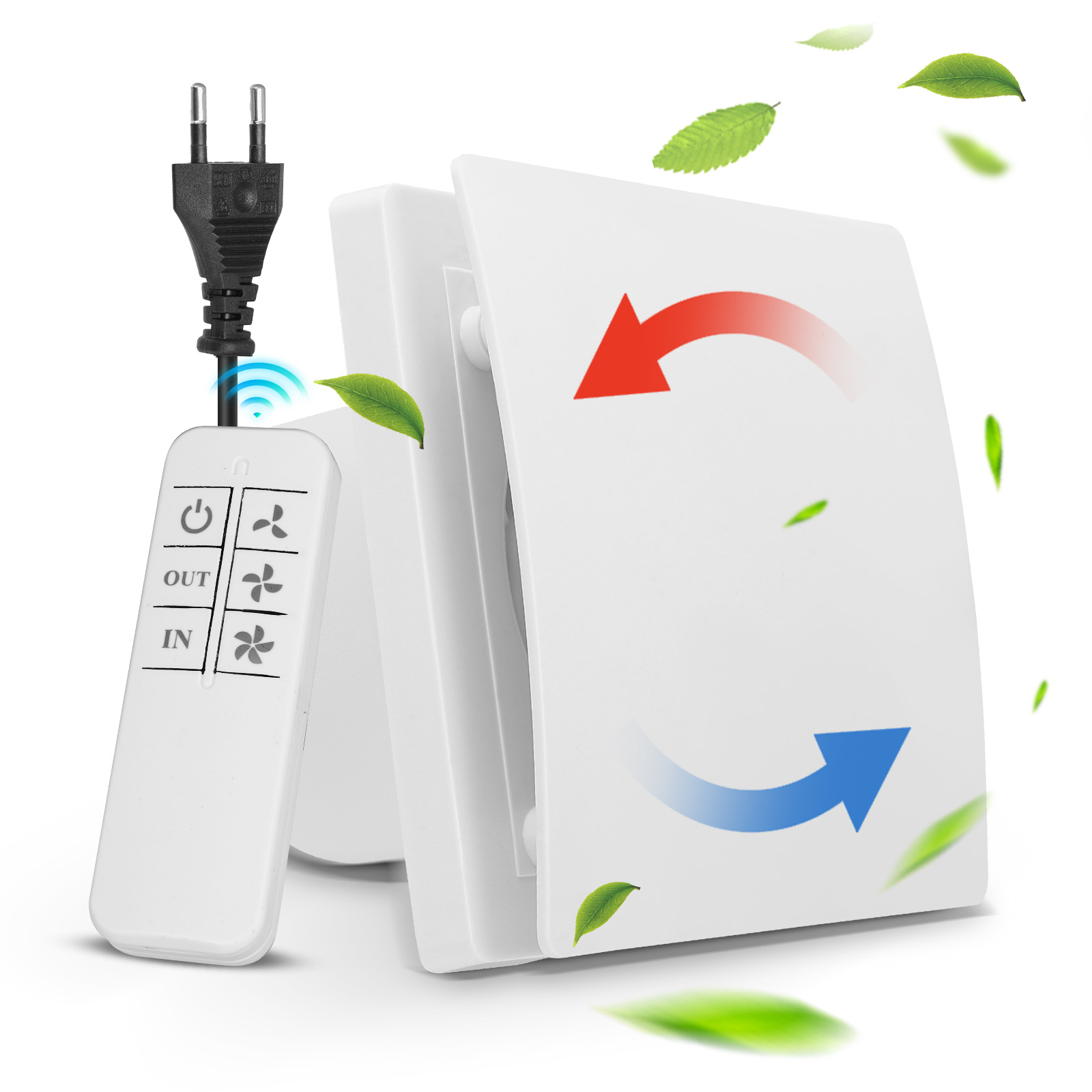 100mm 4" Extractor Fan Bathroom Kitchen Remote Control Two-Way Multifunction Max 5.7W 7 Speeds Silent Timer EU/UK Plug: Light Grey