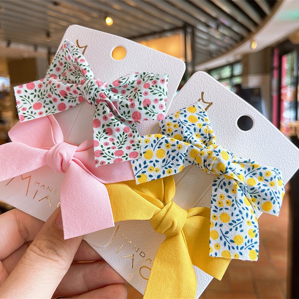 2 unids/set bebé verano pelo Clips chicas dulces y lindas Floral, pinzas para el pelo con lazo niños horquillas princesa tocado Accesorios