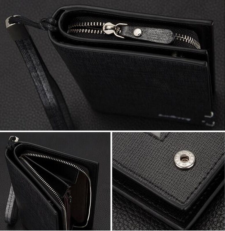 Newest Men's Leather Bifold ID Card Holder Long Wallet Purse Checkbook Clutch Billfold