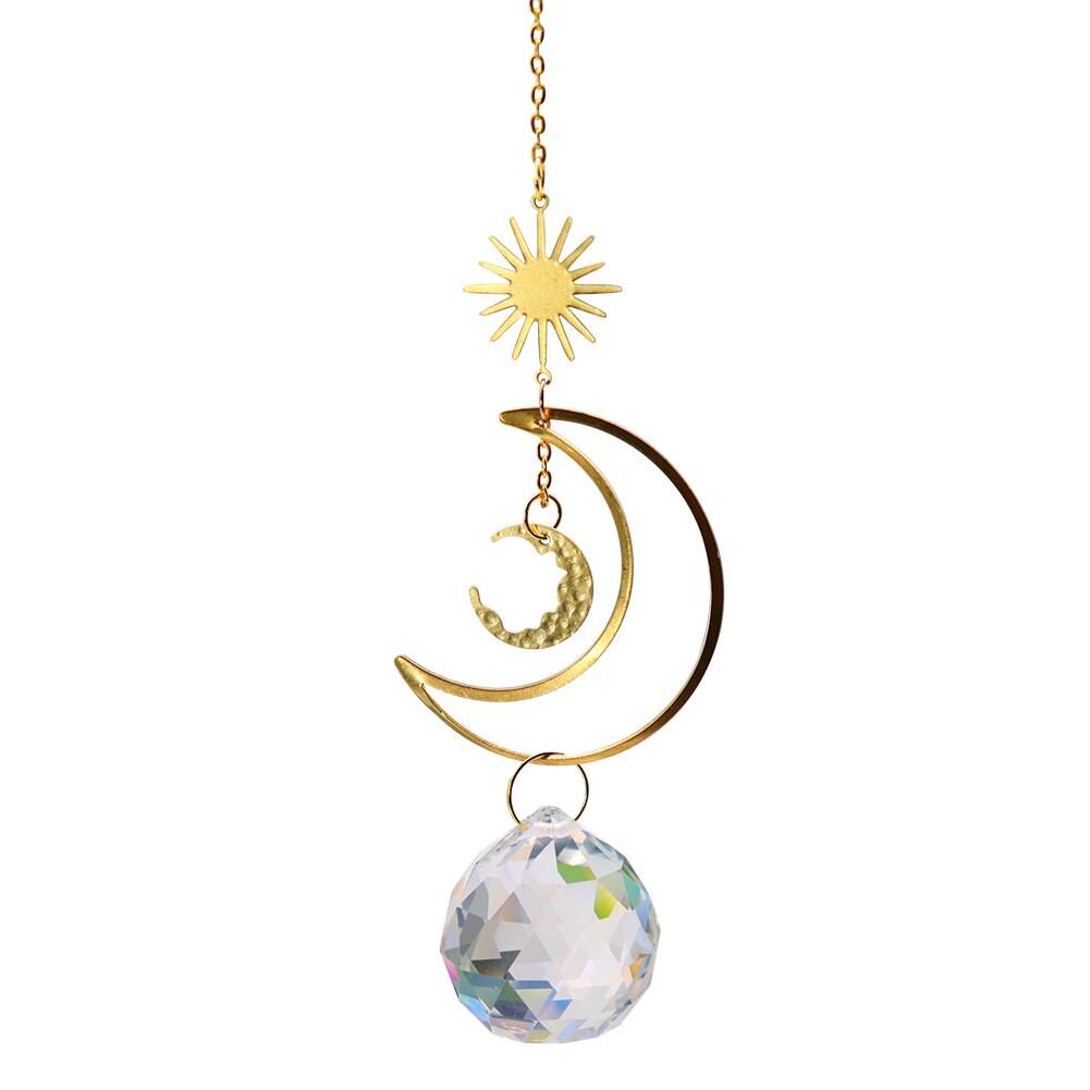 Atrapasueños con forma de estrella de cristal para el sol, colgante con forma de estrella, diamante, arcoíris, cortina de ventana, carillones de viento, decoración para el hogar y el jardín: 19