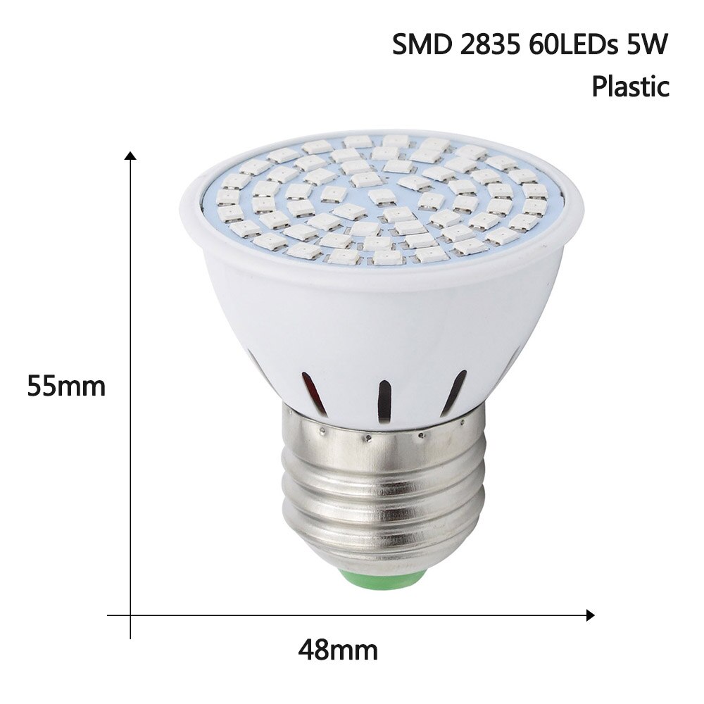 1 Pcs Volledige Spectrum E27 Led Grow Light 5W 6W 12W 15W 18W 25W smd 5730 2835 Led Spot Lamp Voor Greenhouse Bloeiende Planten: 5W 2835SMD