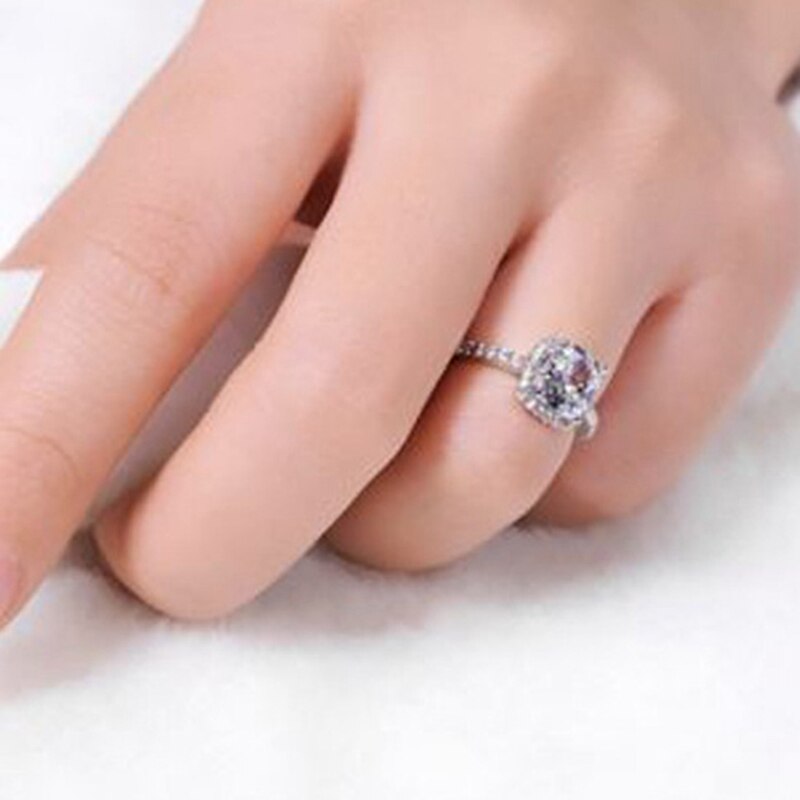 Runde Zirkon Ring Reibungslos Gepflasterte Frauen Finger Ring Echt Weiß Süße Farbe Kristall Ring Hochzeit