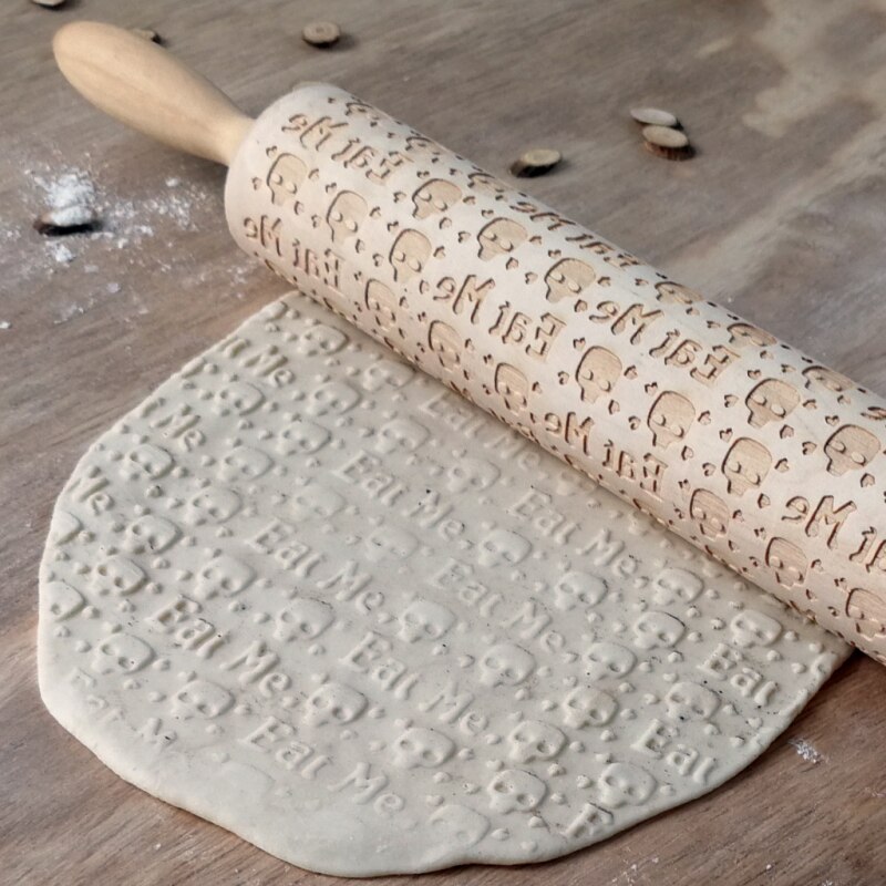 Pompoen Hoed Rolling Pins Halloween Reliëf Roll Pins Houten Bakken Biscuit Gezicht Taart Deeg Cake Roller Keuken Decoratie Acces