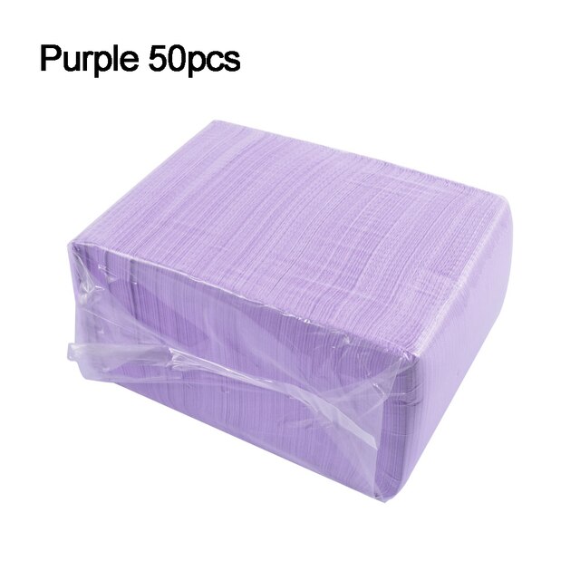 Mantel desechable para manicura, almohadilla de limpieza plegable para el cuidado de las uñas, resistente al agua, para manicura, 50 o 125 unidades: 50pcs purple