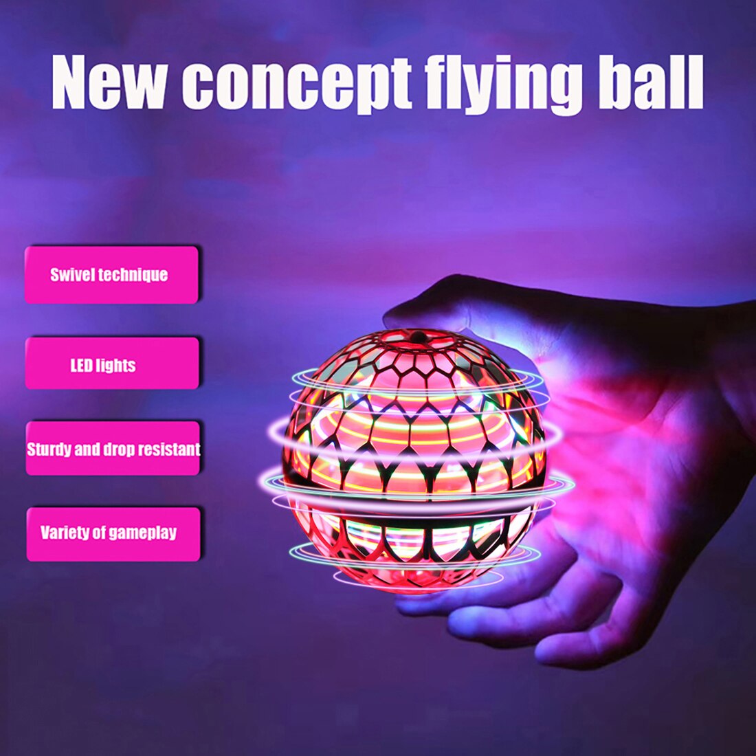 Pro flyvende bold spinner legetøj håndstyret drone helikopter hoverball mini ufo med rgb lys børn drenge piger gaver 1