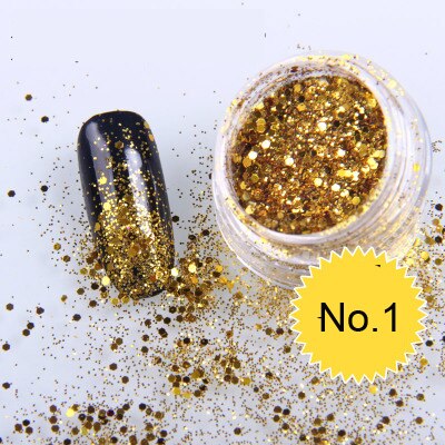1x Topf 2g Bling funkeln Pulver Staub Nagel Kunst Pailletten 3D Regenbogen Klare Hexagon Scheibe DIY Charme Nagel Kunst Dekor Manikübetreffend HHF: HHF01