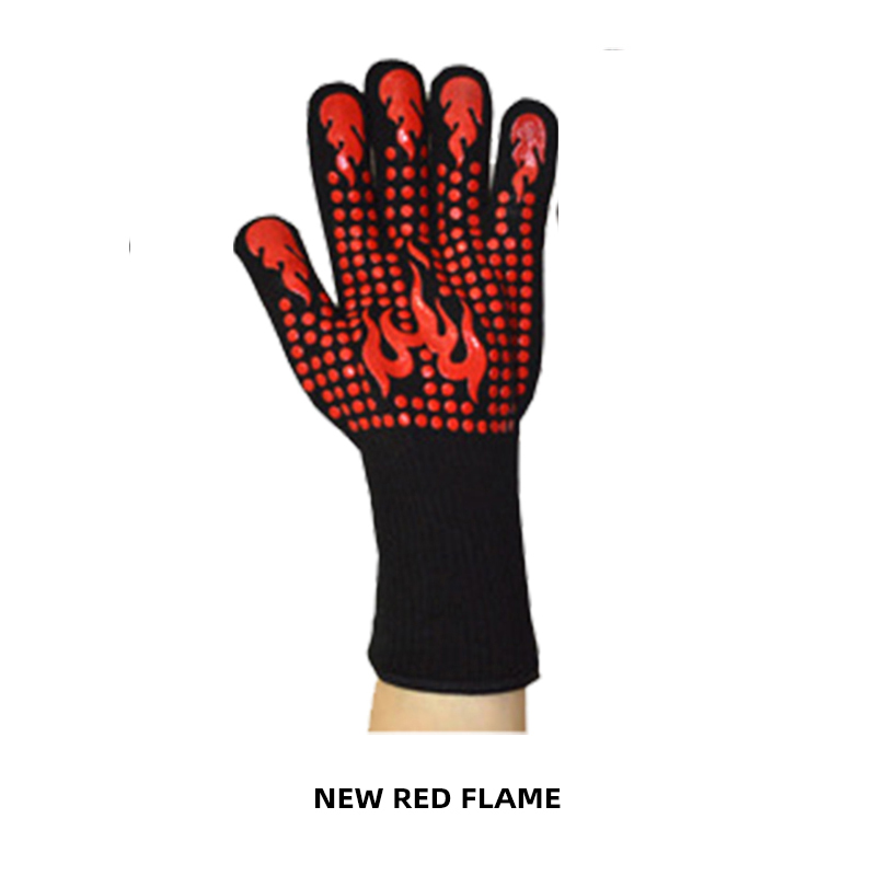 Gants multifonctions pour four à micro-ondes, maniques à poignée pour barbecue, résistant à la chaleur, ignifuge, pour la cuisson, outil de cuisine: 1pc red flame