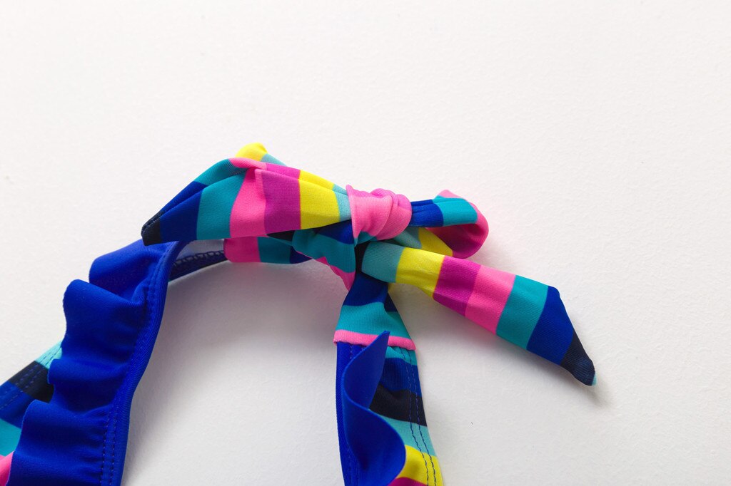 Baby Clothes Swimsuit Teen Kids Girls Rainbow Striped Two-pieces Swimwear Swimsuit Bikini Outfit Summer Cartoon Print Bimba