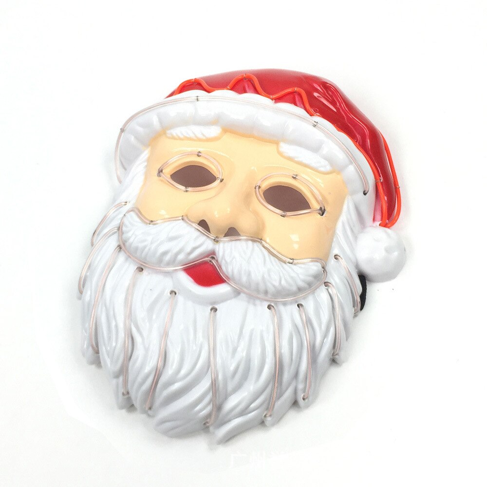 Neon LED Lighting Father Christmas Mask Santa Claus Cosplay EL Flashing Mask Kriss Kringle Mask for Christmas