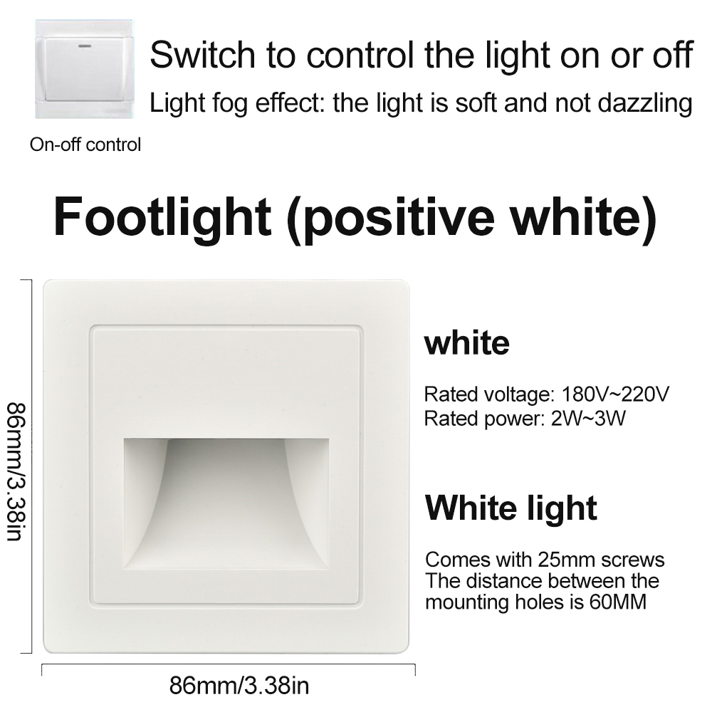 AC180-220V Ingelegde 86 Vloer Licht Schakelaar Bediening Led Wandlamp Inbouw Lamp Voor Gang Trap Trap Nachtlampje Trap: Bundle1