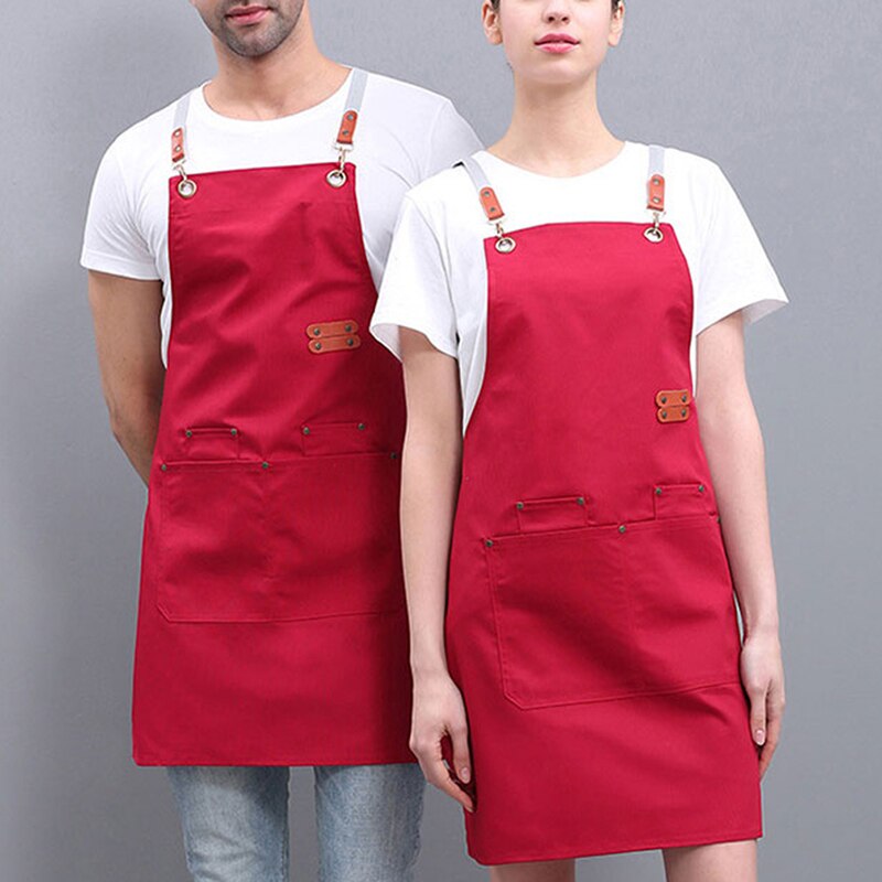 Effen kleur koken keukenschort voor vrouwen mannen chef-kok ober café winkel bbq kapper schorten slabbetjes keuken accessoire