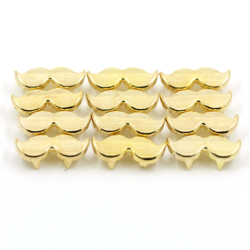 Tachuelas de Metal con forma de bigote para ropa, de 100 piezas tachuelas doradas y plateadas, remaches para manualidades, espigas de 18x8mm para cuero