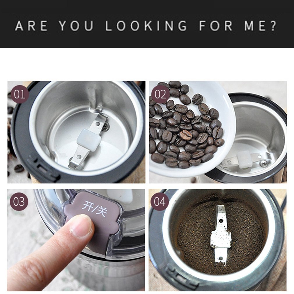 Mini Electric Grinder Coffee Bean Powder Machine Single Stirring Blade Powerful Spice Nuts Seeds Coffee Bean Grind Machine