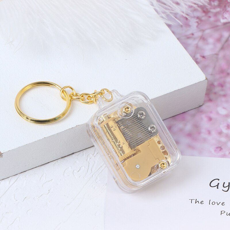 1Pc Music Box DIY Mechanical Gold Metal Music Boxes Clockwork Keychain