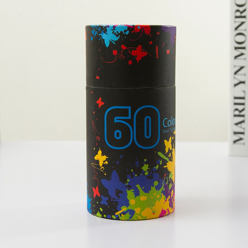 Fineliner-rotuladores de dibujo de Punta doble, 60 colores, rotulador de arte, pincel de acuarela, bolígrafo para colorear, libros, dibujo de Manga