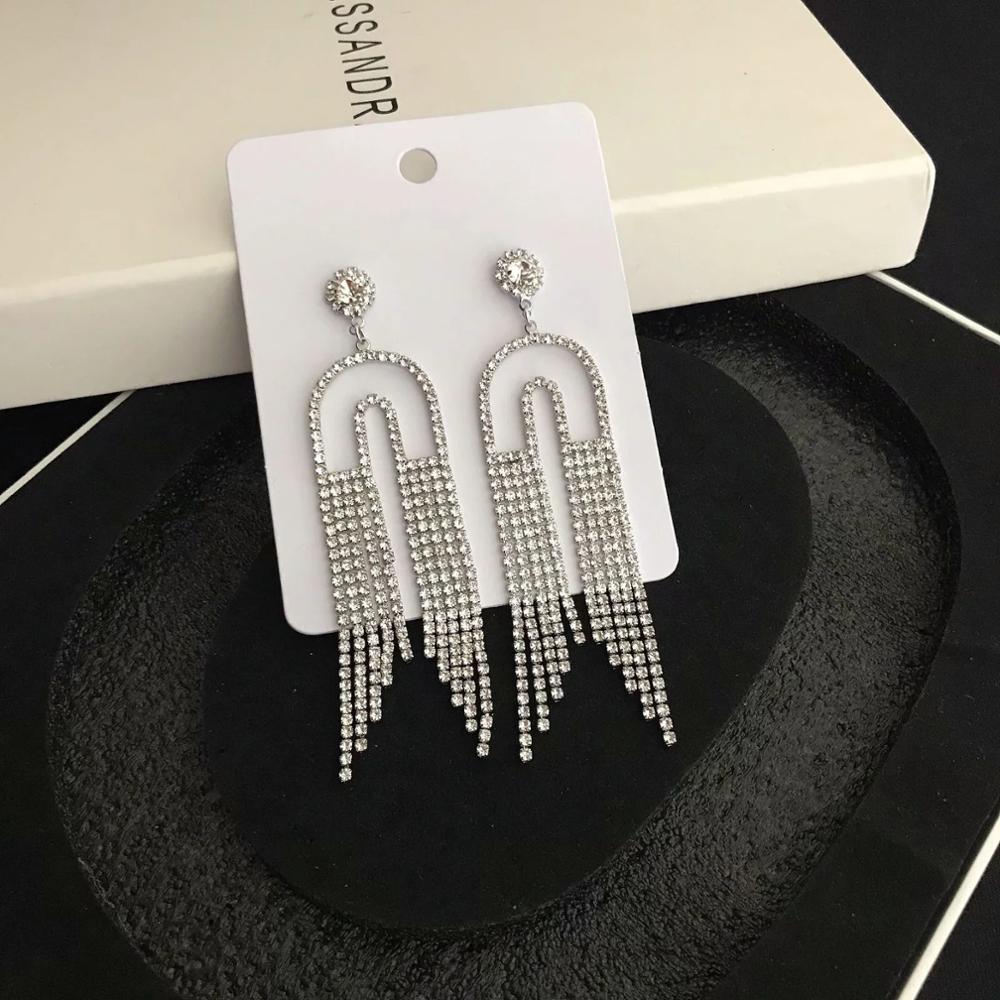 Full Rhinestone Women Earrings Shining Pendants Jewelry earrings Geometric U-shaped Crystal Charm