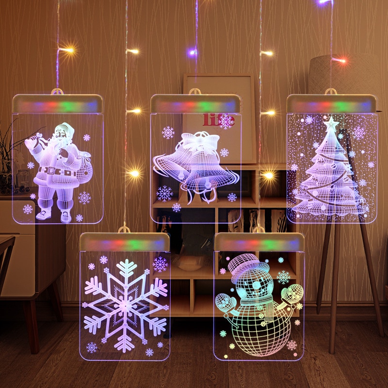 Usb Led Light String Lichtgevende Letters Fee Kerstman Kerst Slingers Gordijn Verlichting Voor Party Wedding Home Decor