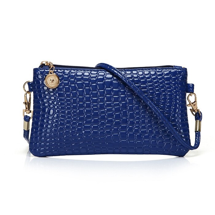 Ladies Solid Zipper PU Shoulder Messenger Bags Women Handbags Small Crossbody Bags for Women: Blue