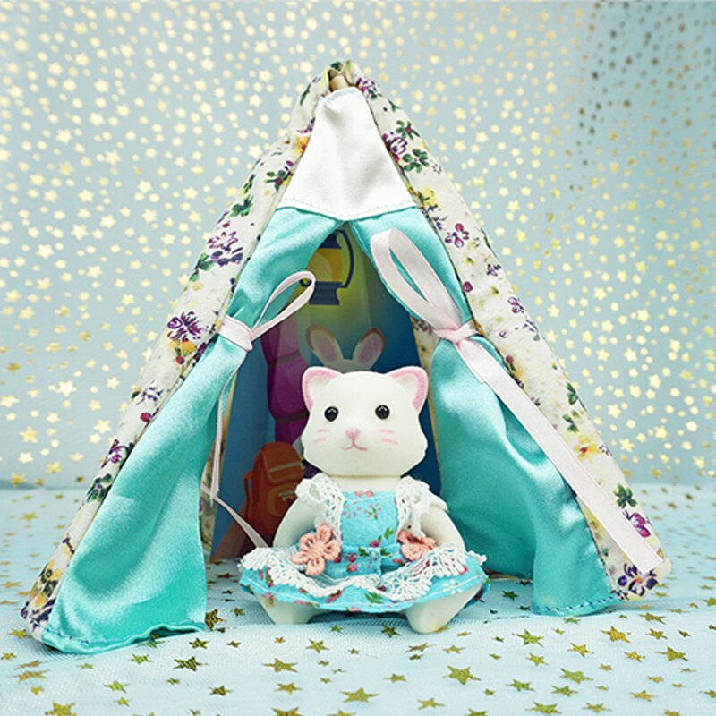 1:12 Forest Animal Family Picnic Tent Set Toy Furniture Miniature 1/12 Bear Squirrel with tail Girl Pretend Play Set Christmas