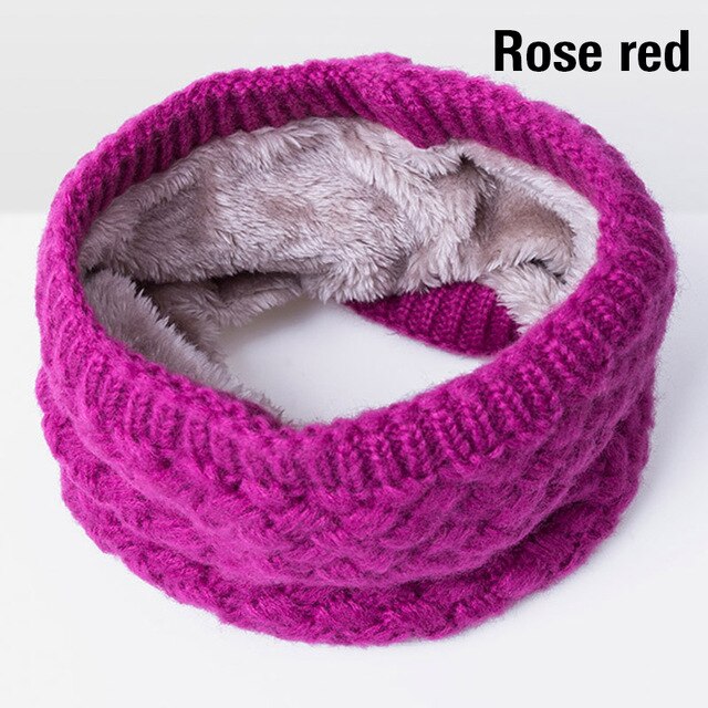 Winter Scarves Men Women knitted Cotton Autumn Scarves Children Boy girl Unisex Warm Thicken Wool Plus Velvet Scarves: rose red