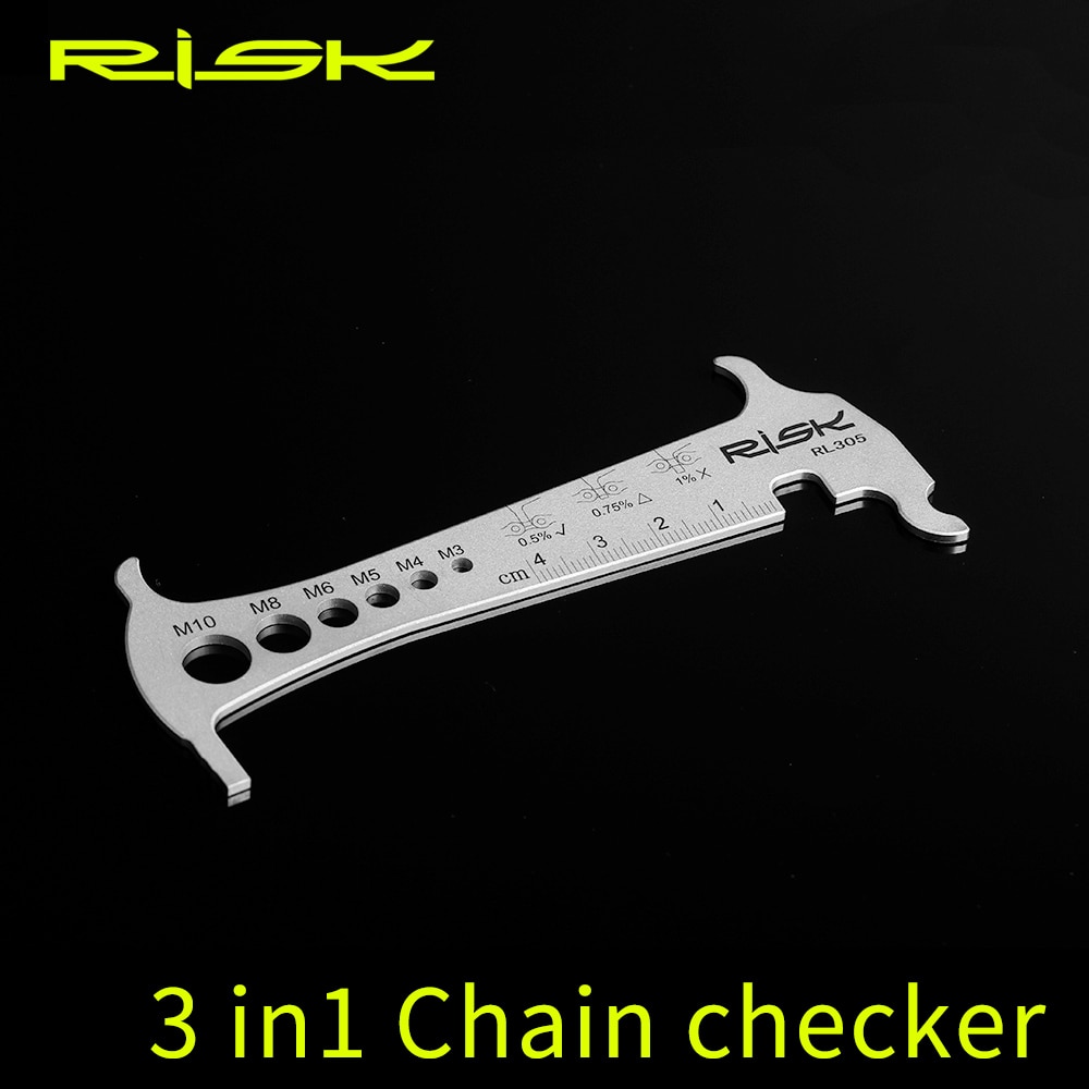 Risico 3 In 1 Fietsketting Checker Rvs Fietsen Bolt Meten Keten Haak Fiets Reparatie Tool