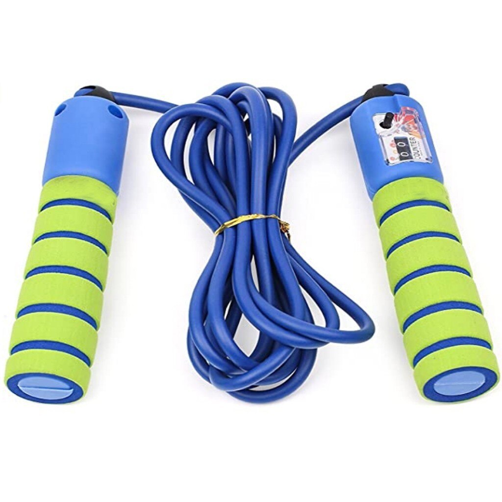Adjustable Jump Rope With Comfortable Handles And Counter Sport Accessories: Blue