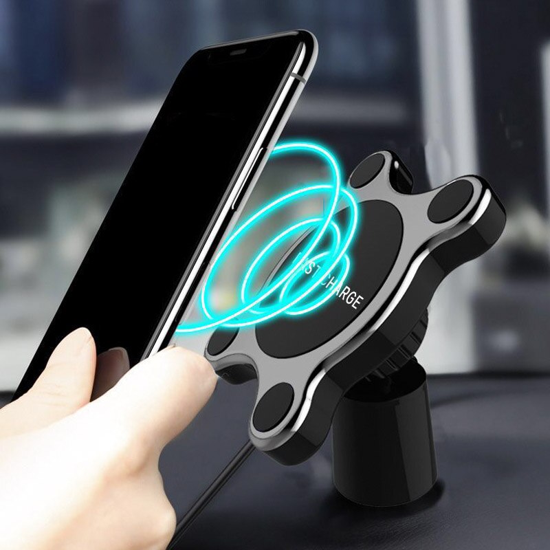 Qi Wireless Charger with Magnet Car Phone Holder For iPhone X XS MAX Car dashboard Air Vent Wirless Charger For Samsung S9 plus