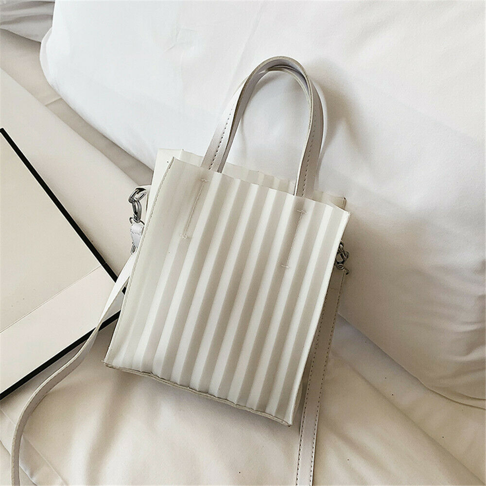 Kvinder håndtasker justerbar rem pu læder totes taske top-håndtag crossbody taske skuldertaske dame enkel stil håndtasker: Hvid