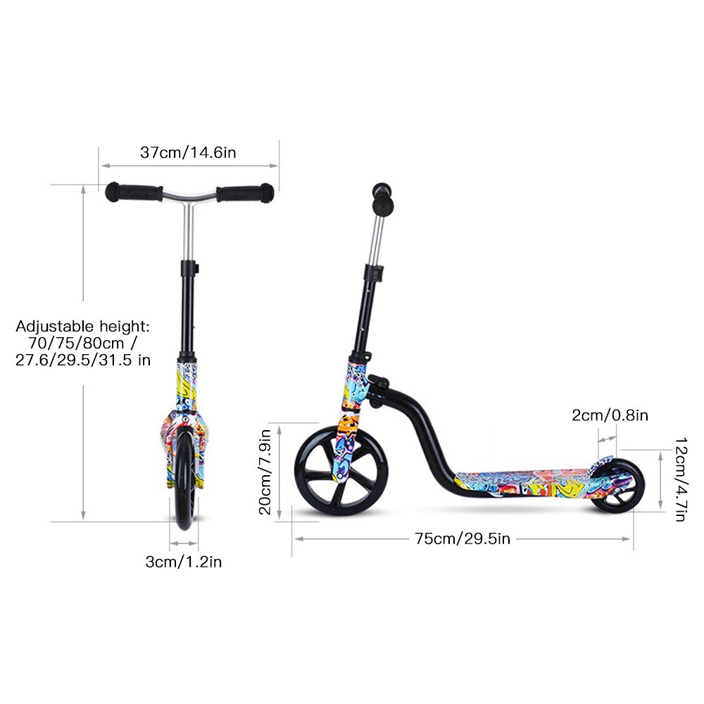 Scooter for Kids Big Wheels Scooter Folding Kick Scooter for Toddlers 3-8 Year with Adjustable Height Lightweight Scooter