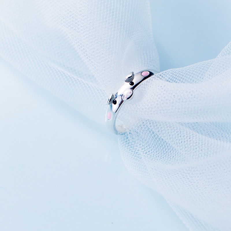 Modian Animal Free size Ring for Women Colorful Enamel Cute Little Pig Sterling Silver 925 Ring Fine Jewelry
