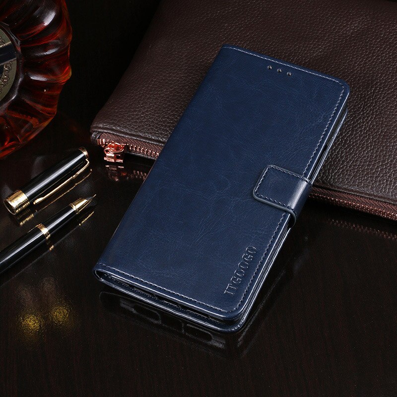 For BQ Mobile BQ-5518G Jeans book wallet leather case shockproof magnetic flip cover on BQ-5518G Jeans 360 housing: Dark Blue