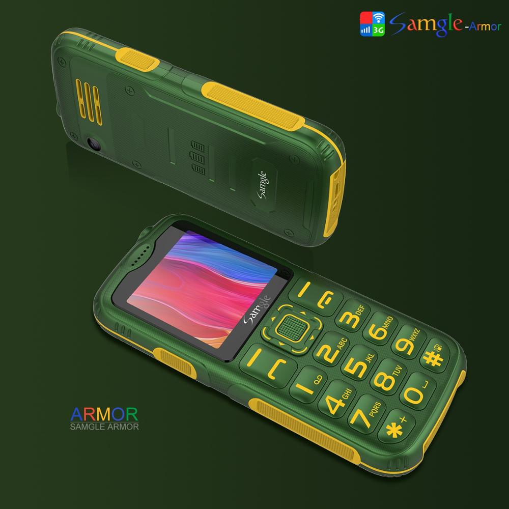 Téléphone portable robuste samgle  s3 armor wcdma 3g, écran incurvé 2.0 pouces, lampe torche 1900 mah, grande voix, ordinateur de bureau gratuit , 3.5mm prises, double sim, gsm: Clavier anglais / Vert