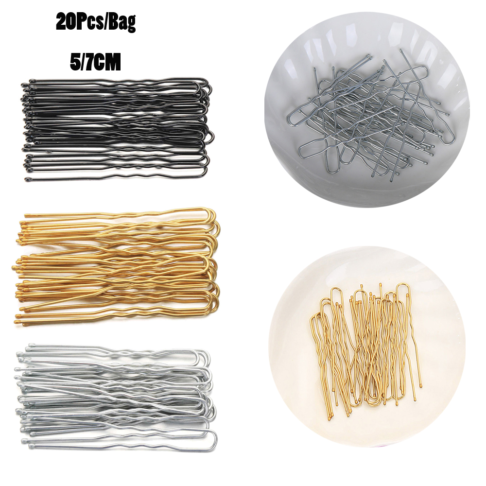 Horquilla en forma de U para el cabello para mujer, horquillas de Metal, pasadores de estilo nupcial, accesorios para el cabello, 5/7CM, 20 Uds.