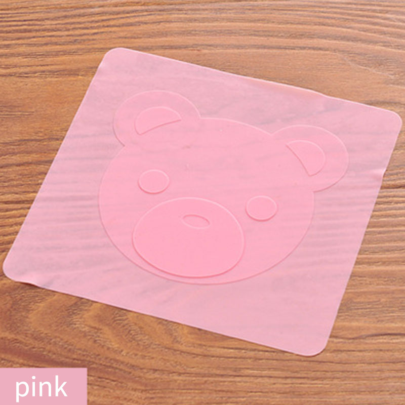 Zeer rekbare voedselverpakking met rekdeksel, schattige kleine beer, herbruikbaar, houdt voedsel vers, geschikt voor levensmiddelen, multifunctioneel, siliconen afsluitdeksel: Roze