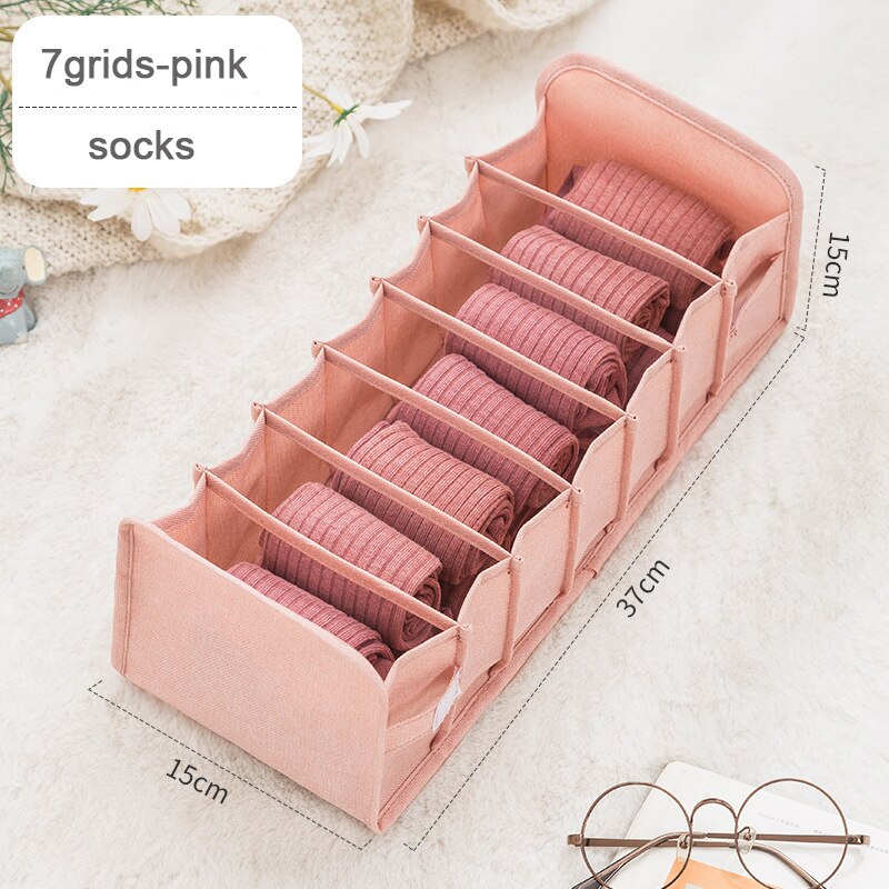 Wandschrank organizer für socken hause getrennt unterwäsche lagerung Kasten 7 Gitter Jeans bh veranstalter faltbare schublade organizer Schlafsaal: Rosa