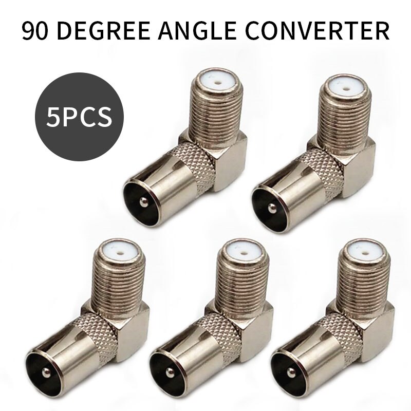 5 Pcs 90 Degree Right Angled TV Cable Connector Coaxial F Female To TV Female Plug To Female Socket Connector: Default Title