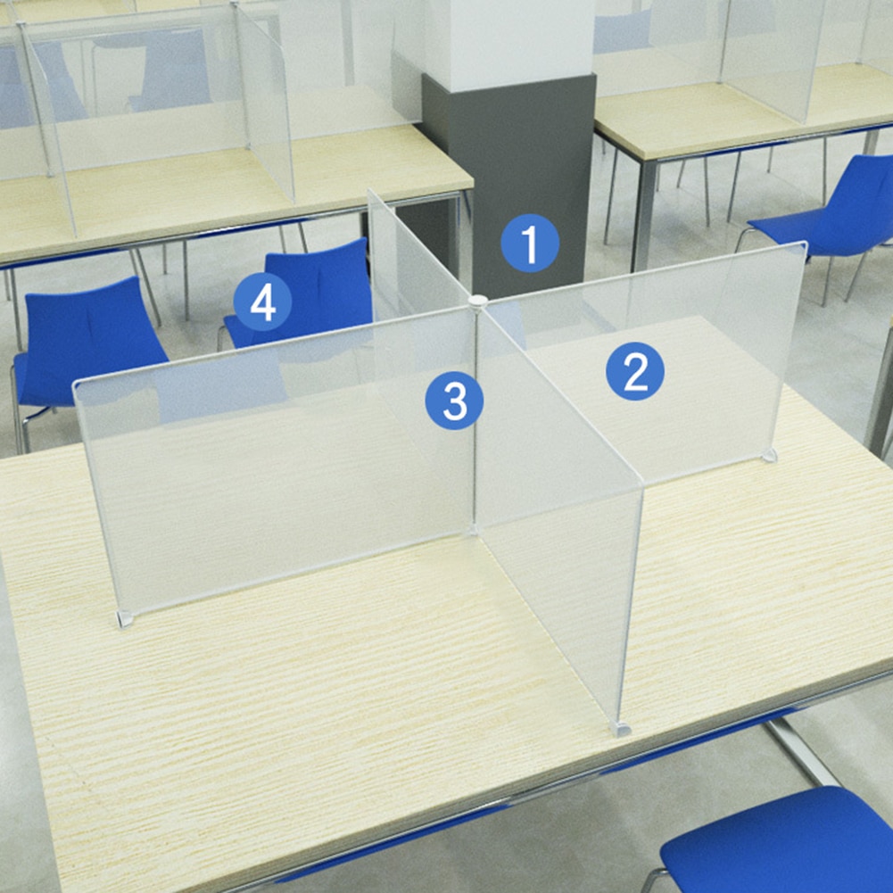 Office Classroom Desktop Table Clear Anti Droplet Partition Screen Divider Board easy to install needs fixed clips to assemble