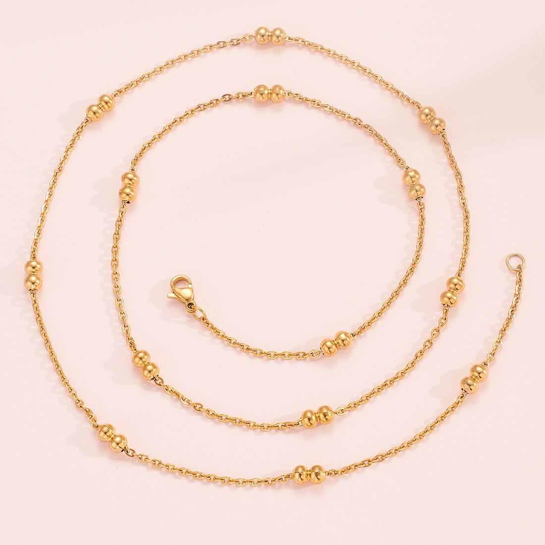 2.5mm prata banhado a ouro feminino aço inoxidável único link corrente colar com contas encantos 14-30 Polegada