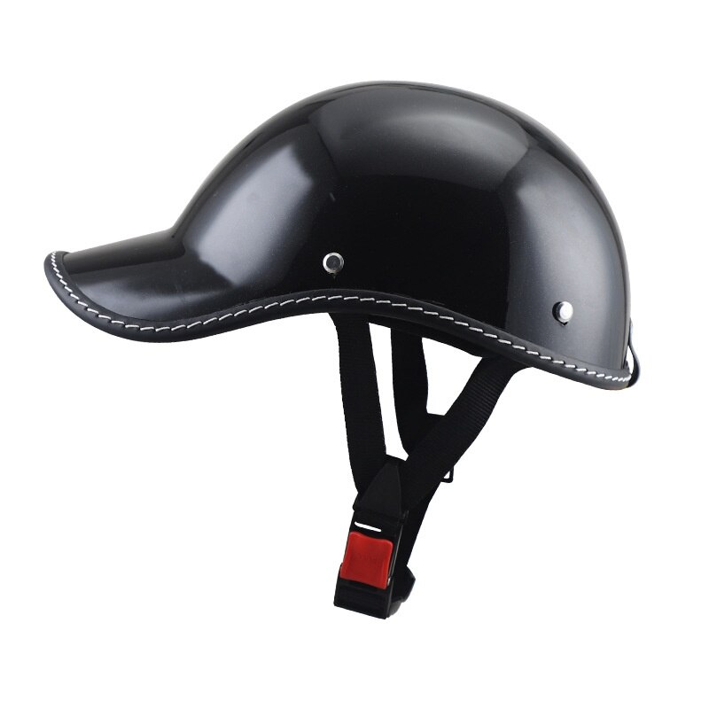 Motorfiets Half Helm Baseball Cap Stijl Half Gezicht Helm Elektrische Fiets Scooter Anti-Uv Veiligheid Harde Hoed: bright black