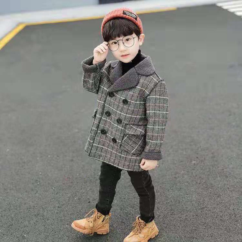 Børn drenge frakke efterår vinter drenge jakker til børn tøj overtøj teenage drenge tøj turn down plus fløjl overtøj: 001 / 2t