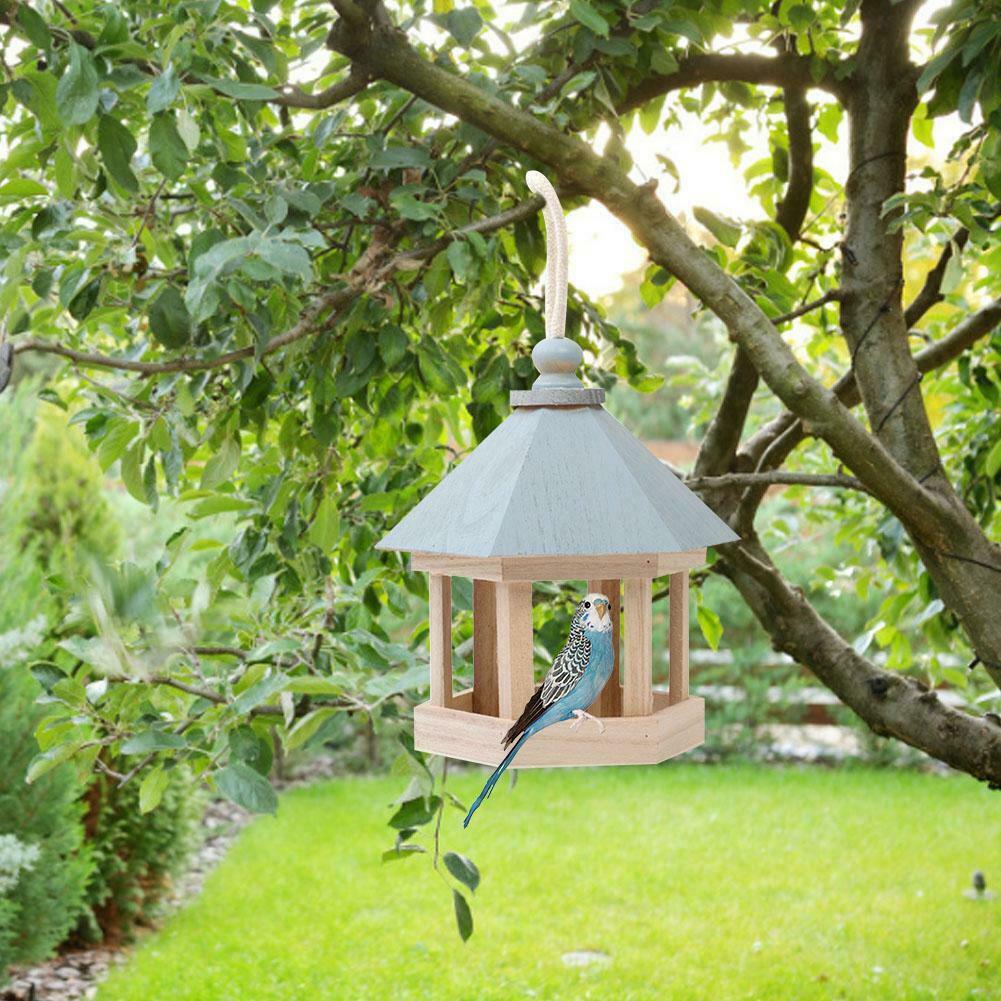 Hanging Bird Feeder Bird House Shaped Garden Outdoor Birdhouse Wooden Parrots House Garden Nest YE