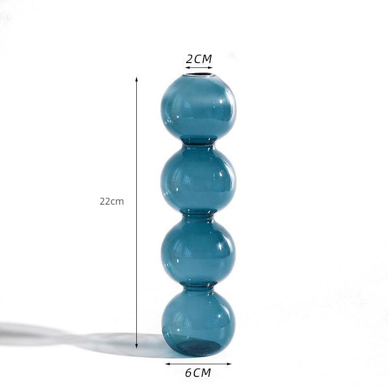 Vase à bulles en verre coloré , Arrangement de fleurs, ornements de Table hydroponique, décoration de maison: Tall Oceanblue